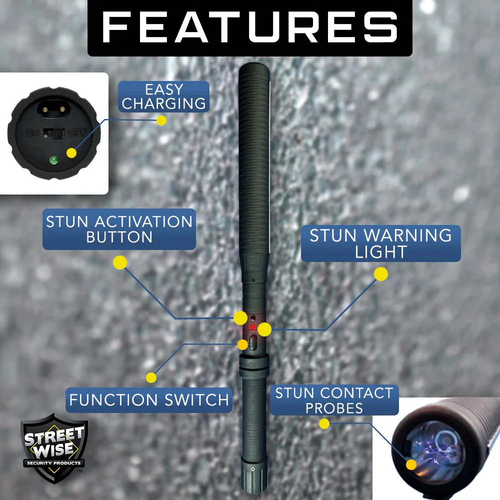 Streetwise™ Lightning Rod 18" LED Stun Gun Baton 7M - Image 3