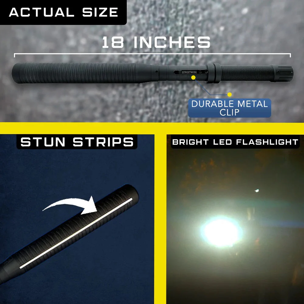 Streetwise™ Lightning Rod 18" LED Stun Gun Baton 7M - Image 4