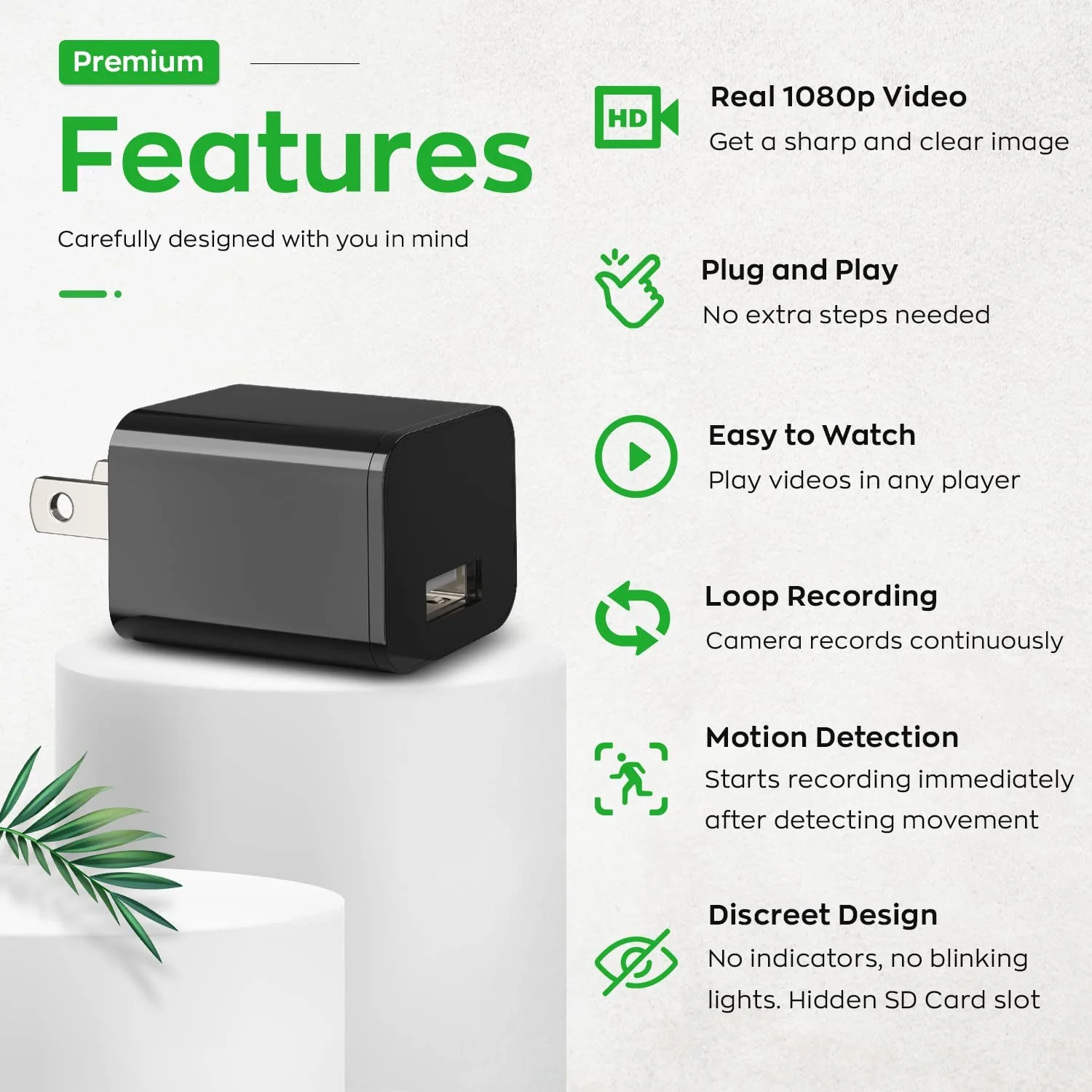 SpyWfi USB Wall Charger Motion Detection Hidden Spy Camera 1080p HD WiFi - Image 4